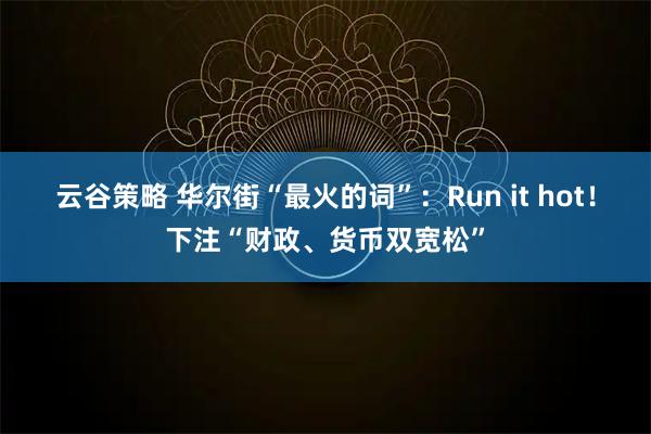 云谷策略 华尔街“最火的词”：Run it hot！下注“财政、货币双宽松”
