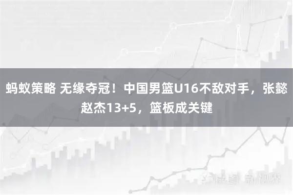 蚂蚁策略 无缘夺冠！中国男篮U16不敌对手，张懿赵杰13+5，篮板成关键