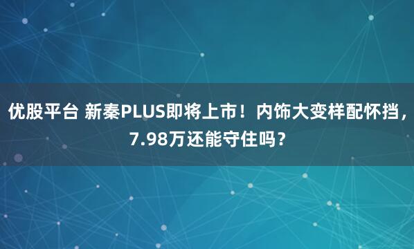 优股平台 新秦PLUS即将上市！内饰大变样配怀挡，7.98万还能守住吗？